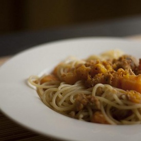 Spaghetti zucca e tonno