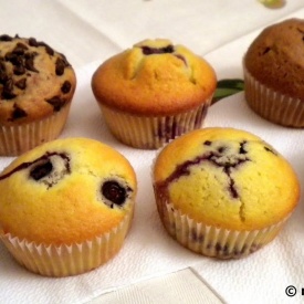 Muffin ai tre sapori: cioccolato, marmorizzati e ai mirtilli
