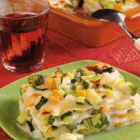  Lasagne vegetariane con sedano, broccoletti e cavolfiore.