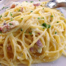 Spaghetti alla Carbonara con Pancetta Tirolese